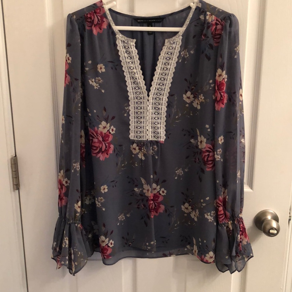 Blue floral blouse WHBM